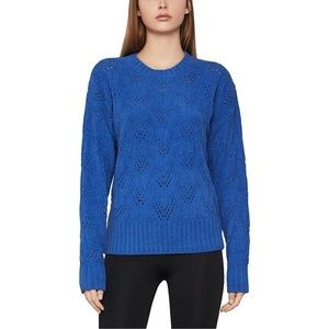 BCBGMAXAZRIA Blue Pointelle Chenille Sweater XS